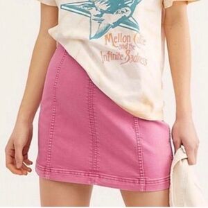 Free People Pink Rose Denim Mini Skirt